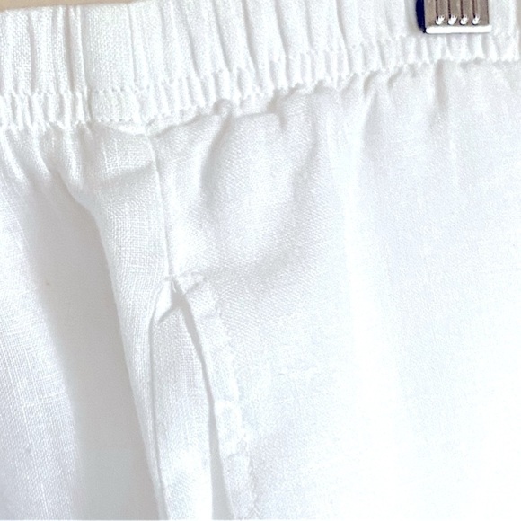 DAVID DART LINEN Pants Petite Large Straight Leg Pull-On Pockets White Women PL - Picture 7 of 11